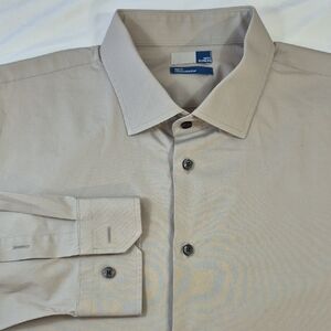 14th & Union Light Tan Long Sleeve Button-down Mens Dress Shirt